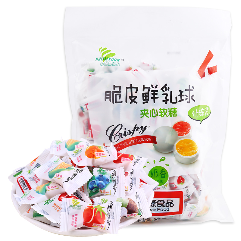 Good Liyuan Crisp Fresh Milk Balls 500g sandwich Soft Sugar Milk Sugar Tie Wedding Celebration Candy Bulk Snacks Wholesale