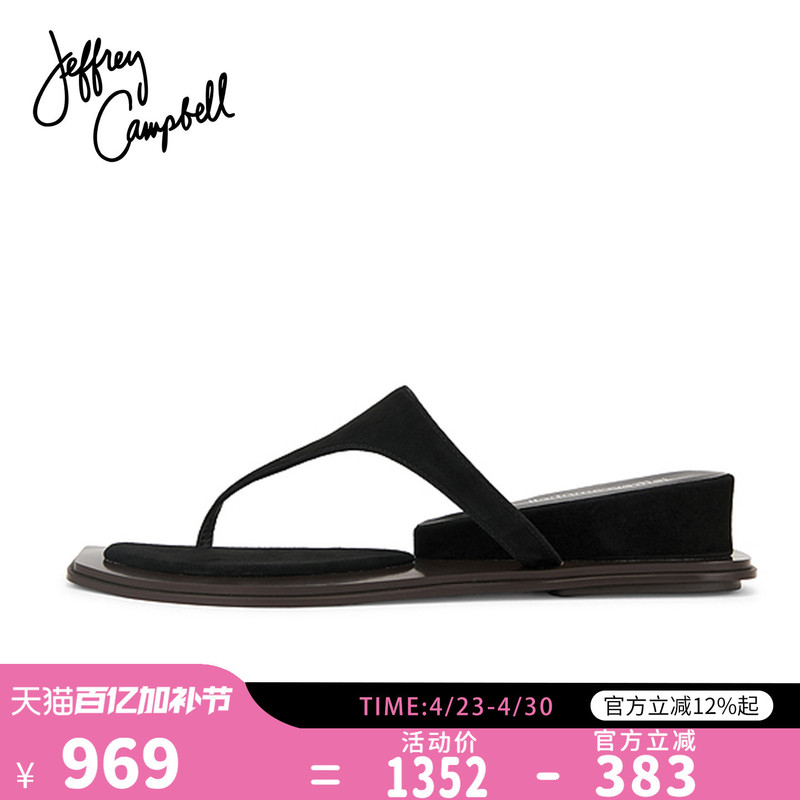 American Jeffrey Campbell Classic Black Thong Toe-Post Flat Beach Slippers Sandals for Women Summer New