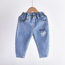 Childrens jeans Spring and Autumn New Baby light blue pants washed denim cotton childrens trousers spring bottom
