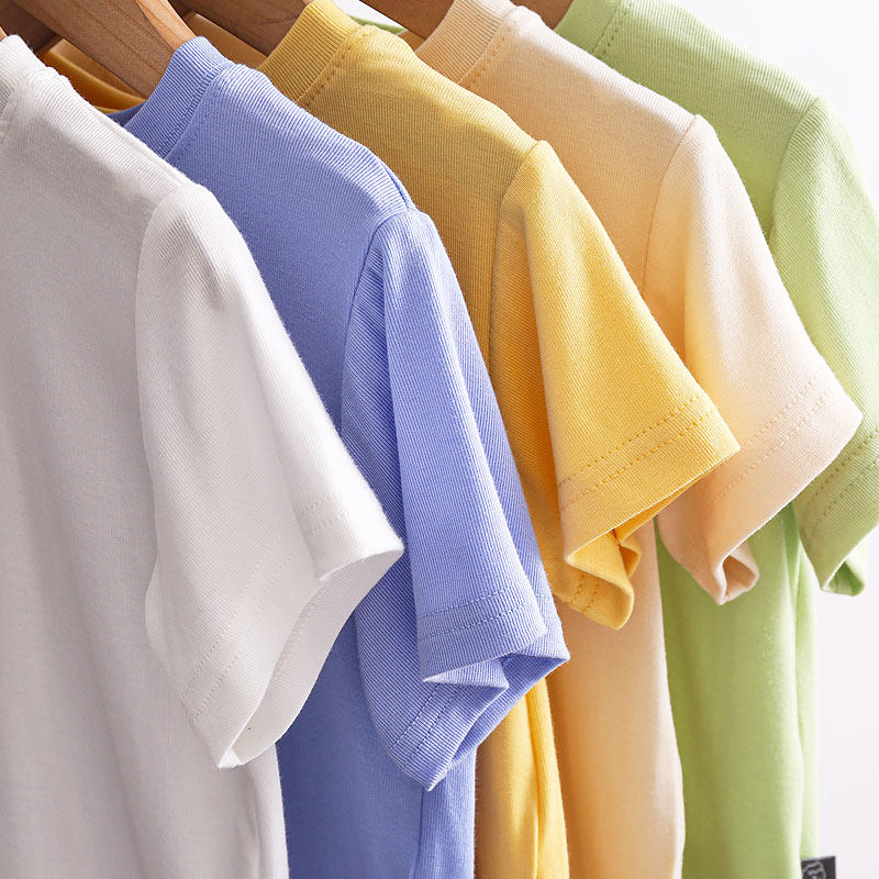 (Super Soft Mask T) Children's Solid Color Short Sleeve T-Shirt Boys Half Sleeve Girls Bottoming Shirt Baby Korean T-Shirt