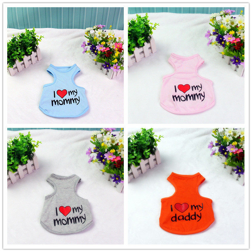 Pet spring and summer vest I love mommy vest Teddy Bomei Bichon dog pet vest