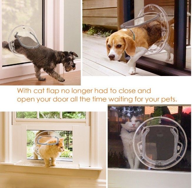 Pet supplies cat door cat hole dog door dog plastic door puppy door hole large, medium and small safety installation on glass door