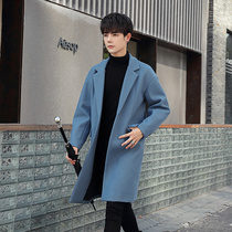 Autumn and winter Nizi coat mens long style plus cotton Korean windbreaker thickened slim wool jacket male English style