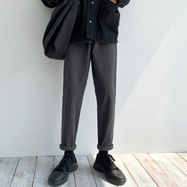 Casual pants mens spring and autumn straight tube drop feel slim small trousers 2021 autumn new Joker pants mens Korean trend