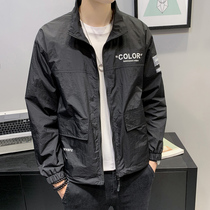 Summer thin 2021 jacket men slim simple trend tooling casual jacket men white sunscreen clothes without hat