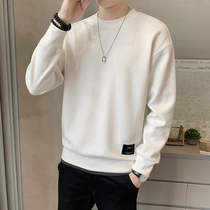 2021 autumn new trend long sleeve waffle clothes men Korean version of Joker slim match color base T-shirt men