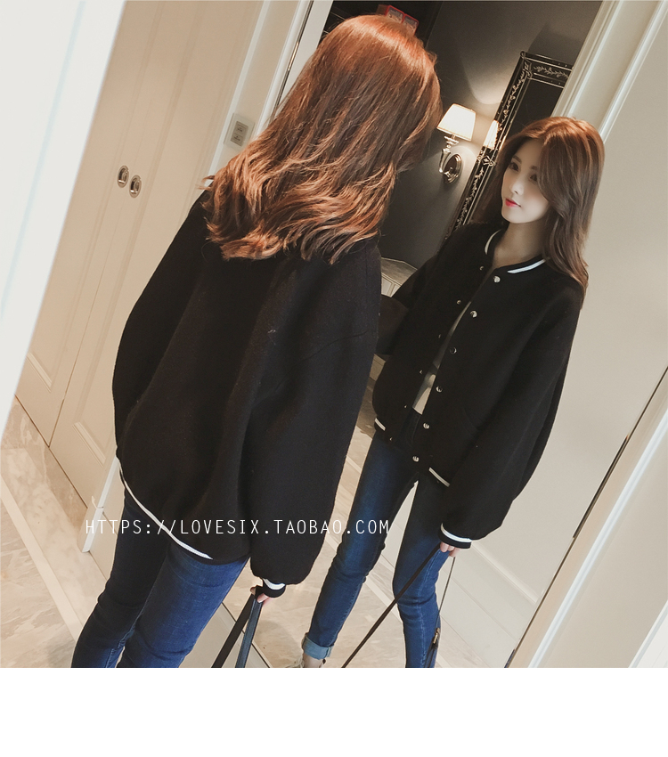 2018 mùa xuân và mùa thu mới Hàn Quốc phiên bản của ulzzang ngắn đồng phục bóng chày áo len nữ sinh viên giản dị len áo khoác áo khoác dạ nữ hàn quốc