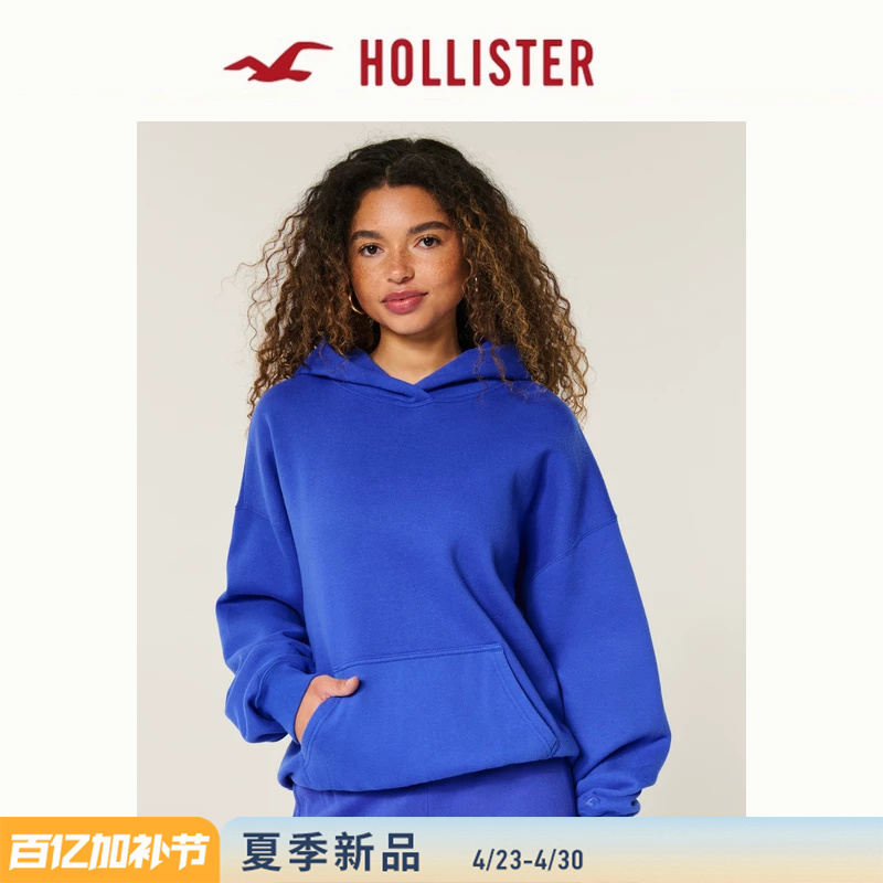 Hollister Small Seagull Pattern Solid Color Fleece Pullover Sweatshirt 26 Spring and Summer New Women's Clothing 352-6042