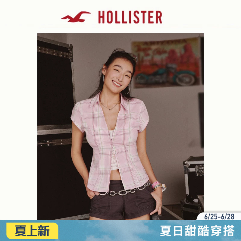 [Hot-Selling Restock] Hollister Small Seagull Pattern Short-Sleeve Shirt 26 Summer New Women's Clothing 340-6168