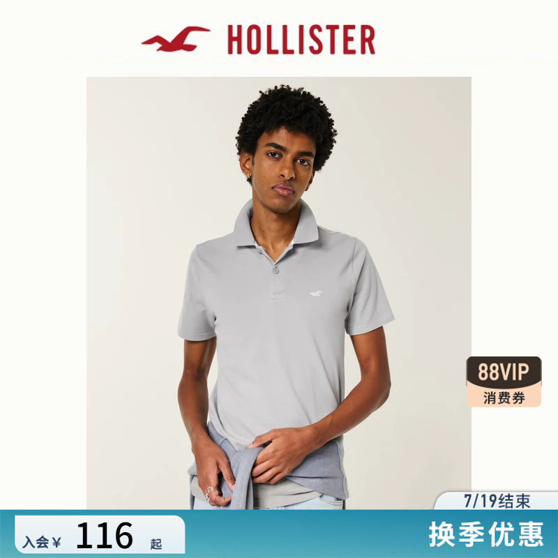 Hollister Little Seagull Pattern Classic Couple Short-Sleeved Polo Shirt T-Shirt 26 Spring and Summer Men's Clothing 324-6089