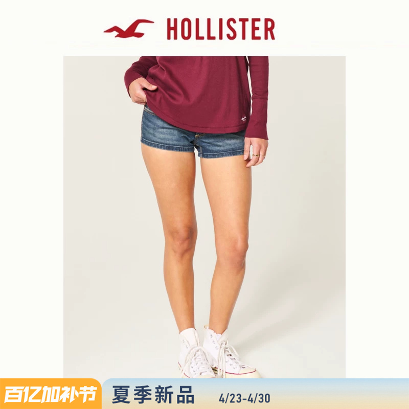 Hollister Classic Y2K Dark Washed Tight Low-Rise Denim Shorts 26 Spring and Summer Women's Clothing 349-6187