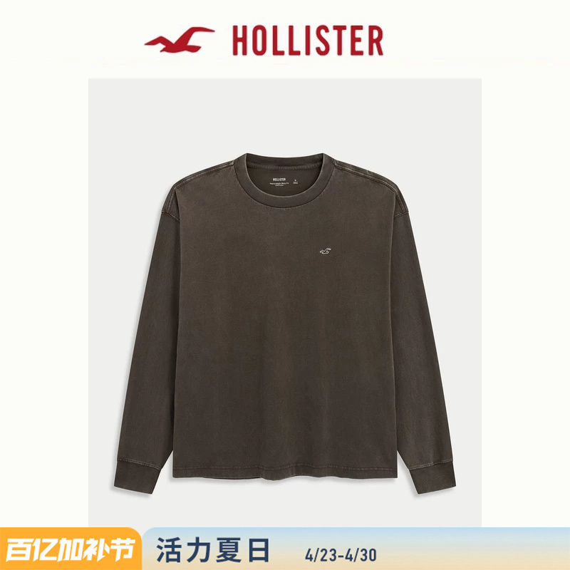 Hollister Small Seagull Pattern American Cotton Heavyweight Long-Sleeve T-Shirt 26 Spring/Summer Men's Clothing 324-6492