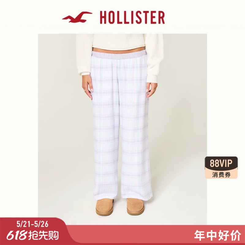 Hollister American-Style Flannel Color-Blocked Plaid Outerwear Walking Pants 26 Spring/Summer Women's Clothing 346-6071