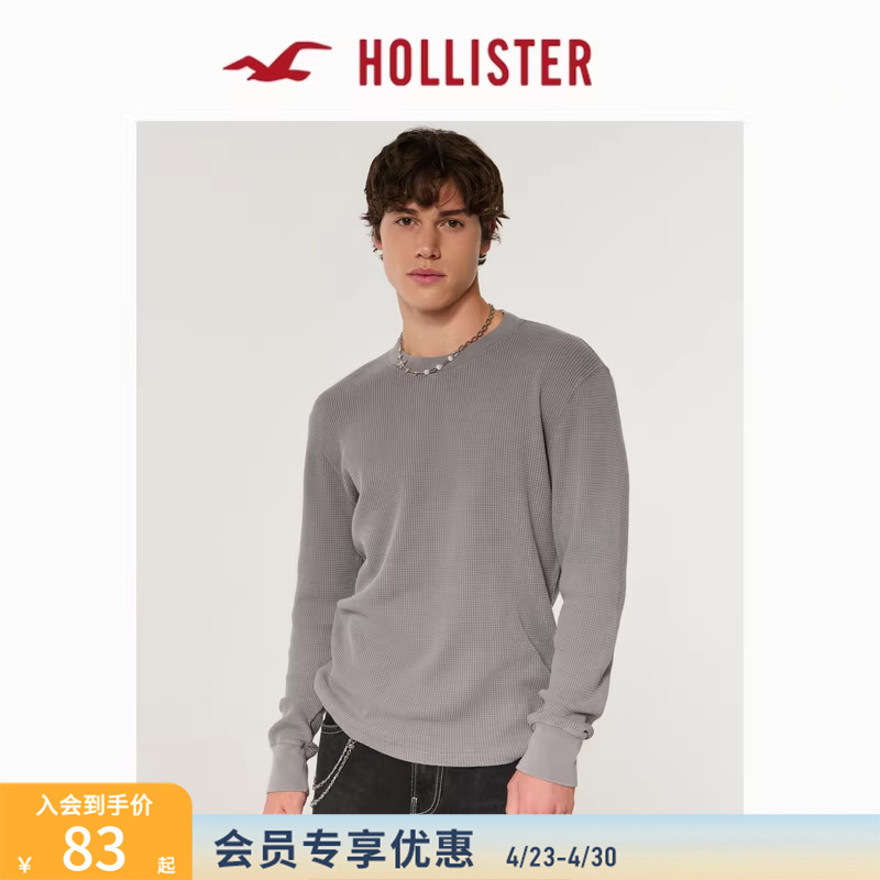 Hollister American Classic Waffle Knit Long-Sleeve T-Shirt 26 Spring/Summer Men's Clothing 324-6076