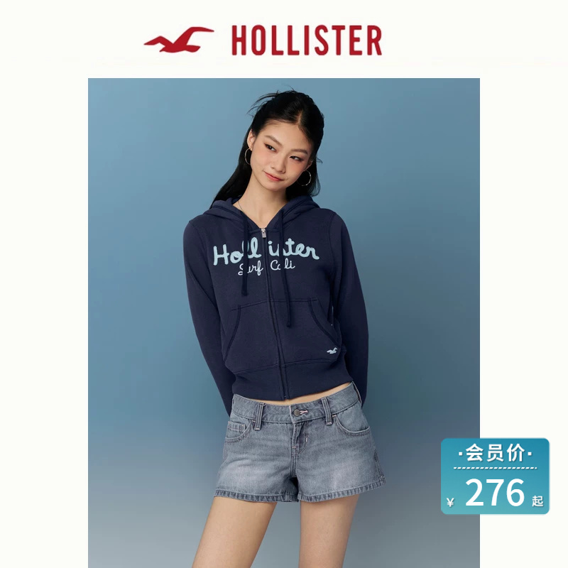 Hollister Small Seagull Pattern Classic Logo Terry Cloth Hooded Sweatshirt 26 Spring and Summer Women's Clothing 352-6119