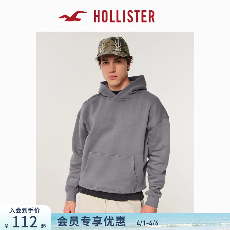 Hollister Small Seagull Pattern American Fleece Pullover Hoodie 26 Spring Men's Clothing 322-6156