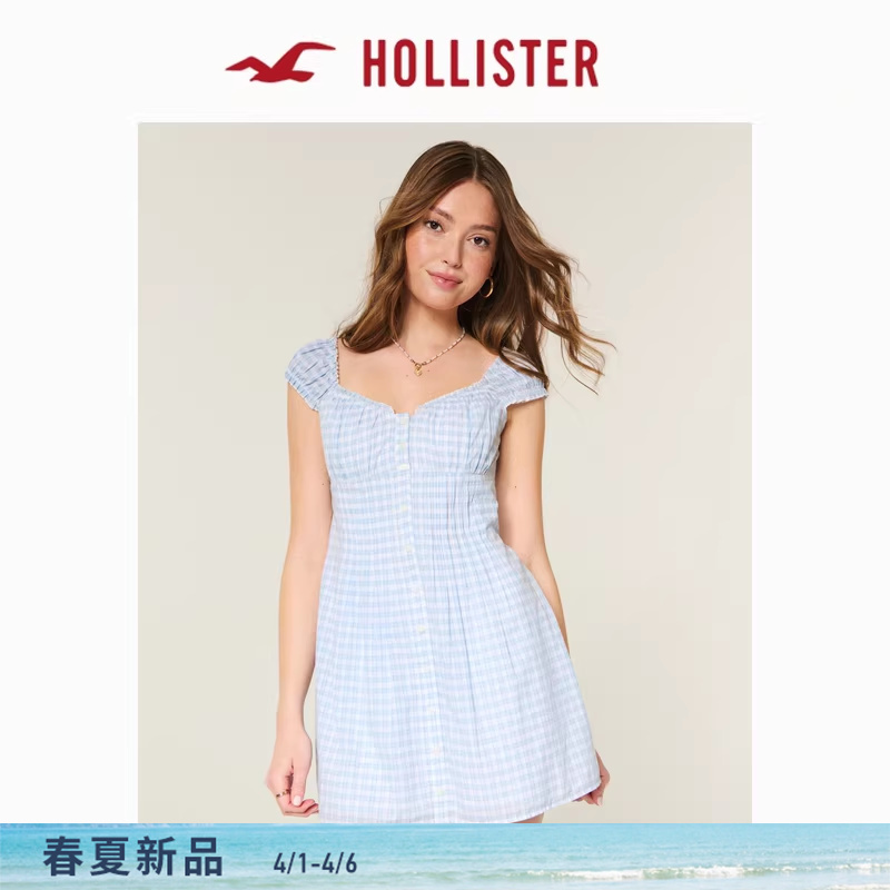 Hollister Elastic Waist Lace Sweet Puff Short-Sleeved Dress 26 Spring and Summer New Women's Clothing 359-6056