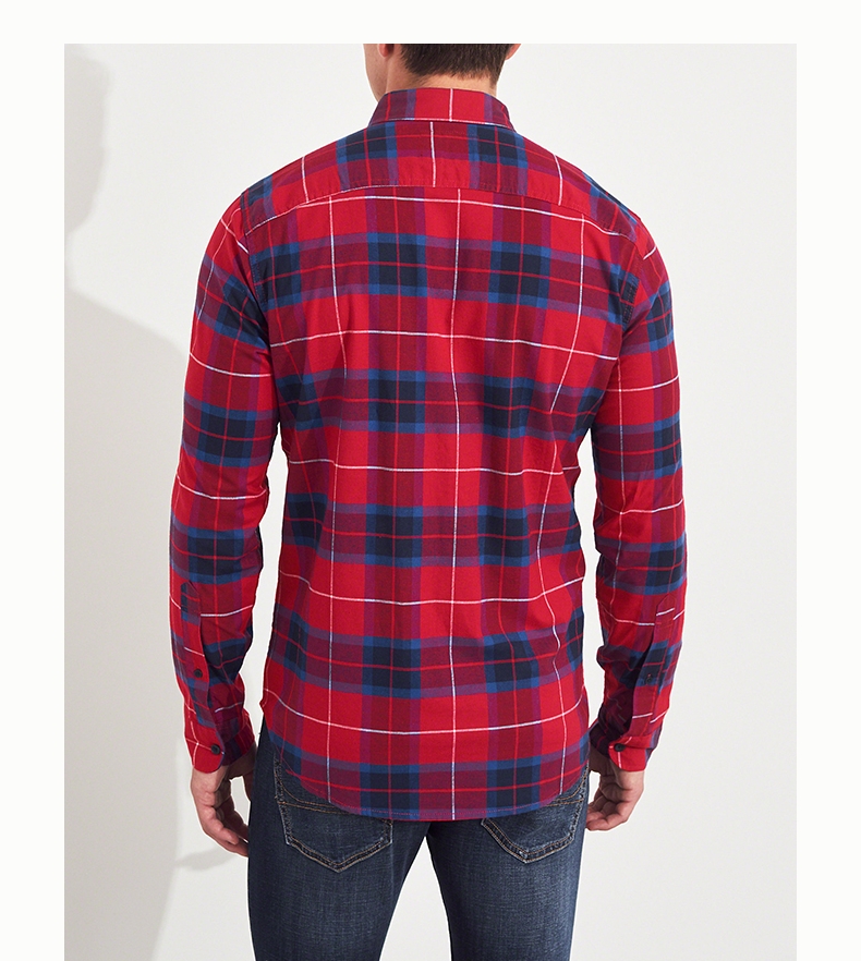 Hollister 2018 mùa thu mới áo sơ mi kẻ sọc poplin nam 223718-1 mẫu áo công sở đẹp