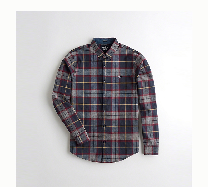 Hollister 2018 mùa thu mới áo sơ mi kẻ sọc poplin nam 223718-1 mẫu áo công sở đẹp