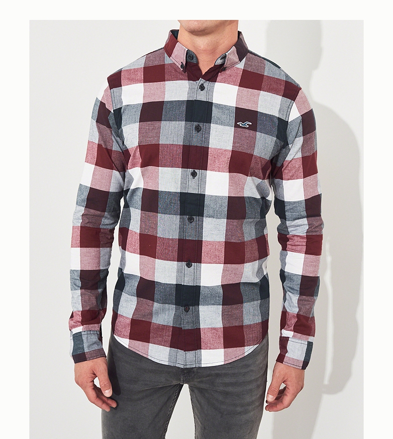 Hollister 2018 mùa thu mới áo sơ mi kẻ sọc poplin nam 223718-1 mẫu áo công sở đẹp