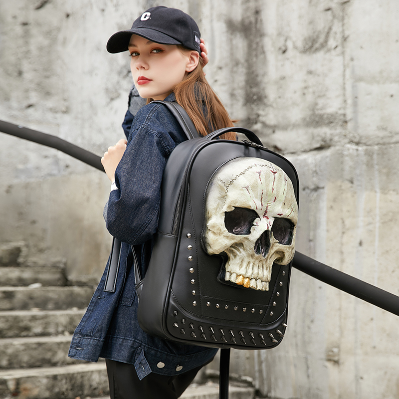 Backpack for Women with Skull Design, 3D Quirky Backpack for Men, Unique and Fashionable Trendy Alternative Studded Halloween Backpack Backpack for Women with Skull Design, 3D Quirky Backpack for Men, Unique and Fashionable Trendy Alternative Studded Halloween Backpack