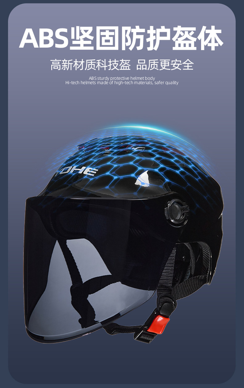 Eternal Helmet 3C Certified Electric Motorcycle Helmet for Men and Women, All-Season Battery Vehicle Sun Protection Safety Helmet, Lightweight Half Helmet 365