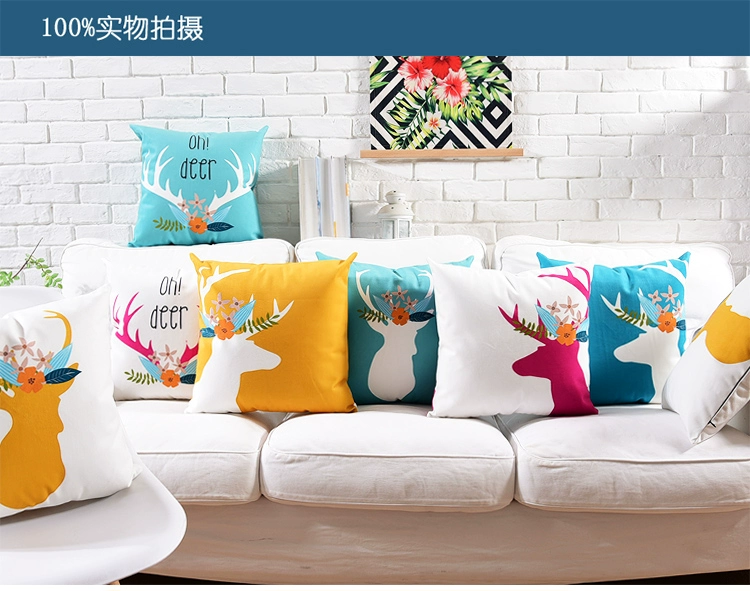 Gỗ vòng hoa ins Bắc Âu hươu nhung sang trọng đệm sofa vải gối xe thắt lưng gối - Trở lại đệm / Bolsters