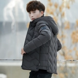 Зимняя куртка, трендовый демисезонный пуховик с пухом, в корейском стиле