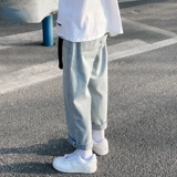 Брендовые прямые свободные джинсы, повседневные брюки для влюбленных для отдыха, штаны, осенние, в корейском стиле