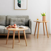 Nordic simple round coffee table Modern living room Dining table Coffee small apartment living room Solid wood sofa side balcony desk