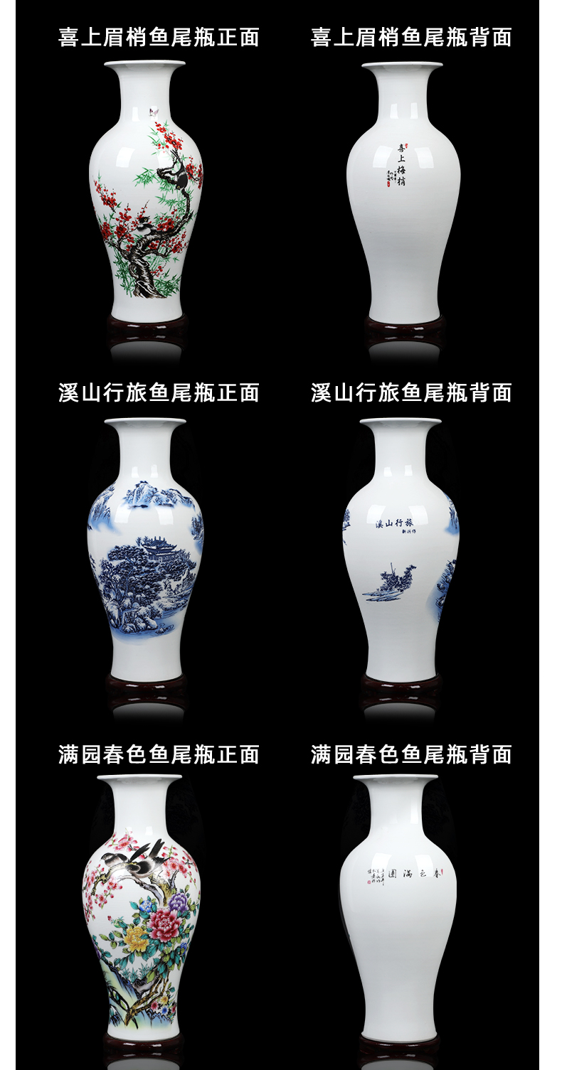 Blue and white porcelain of jingdezhen ceramics new Chinese style household adornment sitting room gets lucky bamboo vase flower arrangement furnishing articles