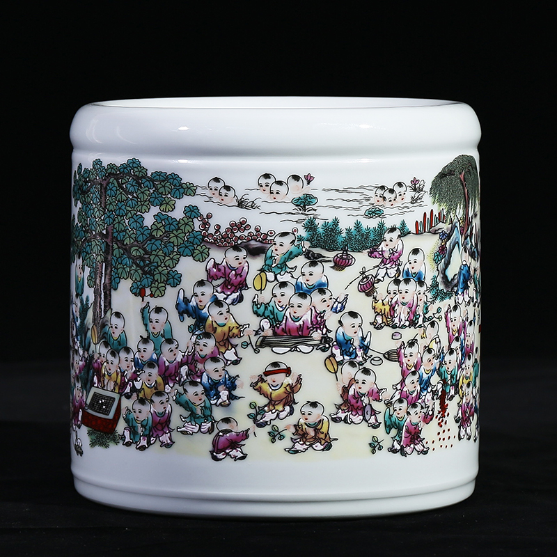 Jingdezhen ceramic famille rose porcelain vase the ancient philosophers figure best deer figure study of I household brush pot office furnishing articles