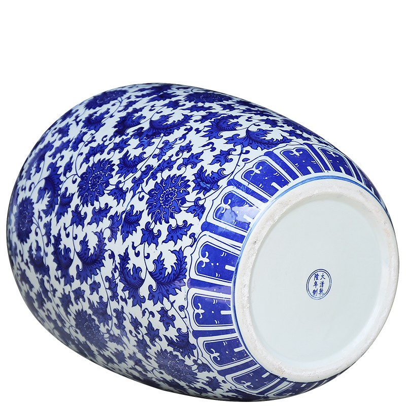 Jingdezhen ceramics large blue and white seal pot sitting room place candy jar household act the role ofing is tasted barrel storage tank