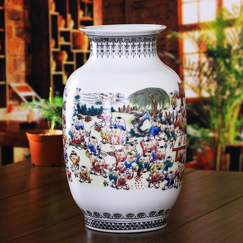 Jingdezhen ceramics powder enamel figure vase, modern household act the role ofing is tasted the ancient philosophers sitting room crafts are a wedding gift