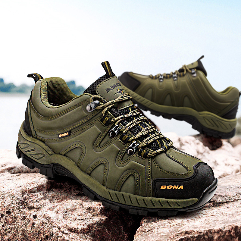 Bona Hiking Shoes Men's Casual Travel Sports Shoes Comfortable and Wear-Resistant Hiking Outdoor Waterproof Non-Slip Large Size Hiking Shoes