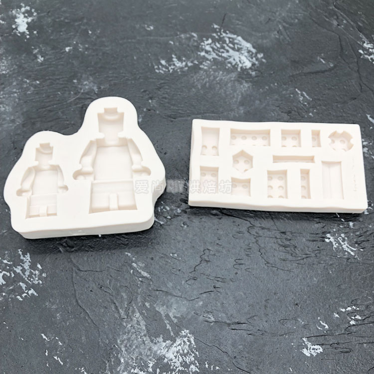 Lego gạch fondant silicone khuôn DIY robot chủ đề trang trí bánh sô cô la khuôn nướng đất sét khuôn - Tự làm khuôn nướng khuôn bánh nhúng