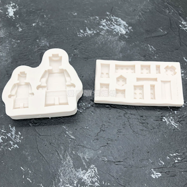 Lego gạch fondant silicone khuôn DIY robot chủ đề trang trí bánh sô cô la khuôn nướng đất sét khuôn - Tự làm khuôn nướng khuôn làm kẹo dẻo