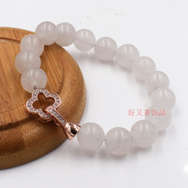 925 half silver rose gold four-leaf clover diamond buckle high grade pearl necklace buckle bracelet buckle DIY accessories material