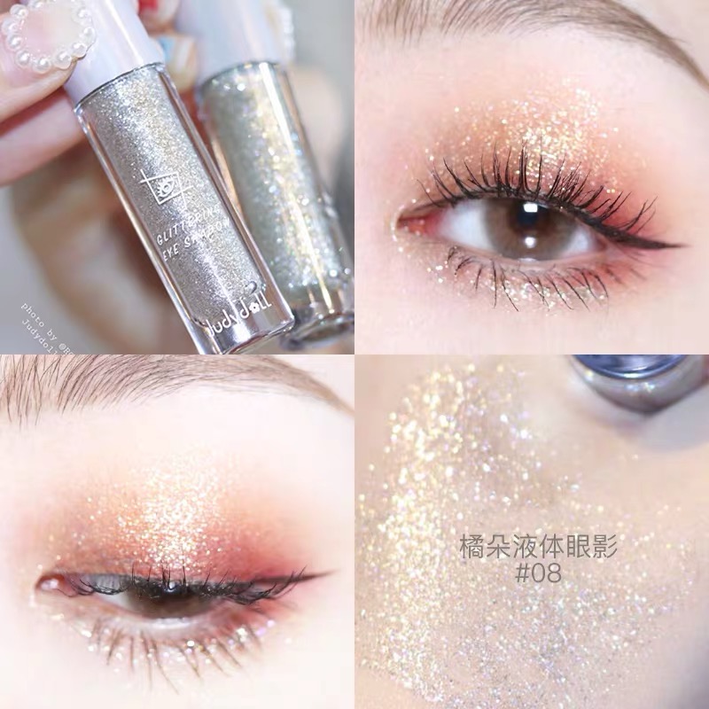 Judydoll orange Dying bright crystal sparkling liquid eye shadow big shiny polarized diamond shiny new eye shadow liquid moonlight thin yarn