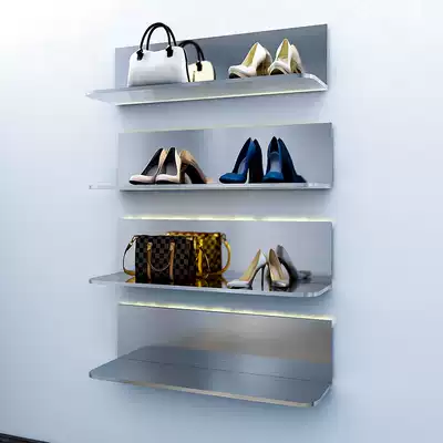 Clothing store display rack wall-mounted display rack women's clothing store stainless steel hanger partition rack shoe bag rack shelf