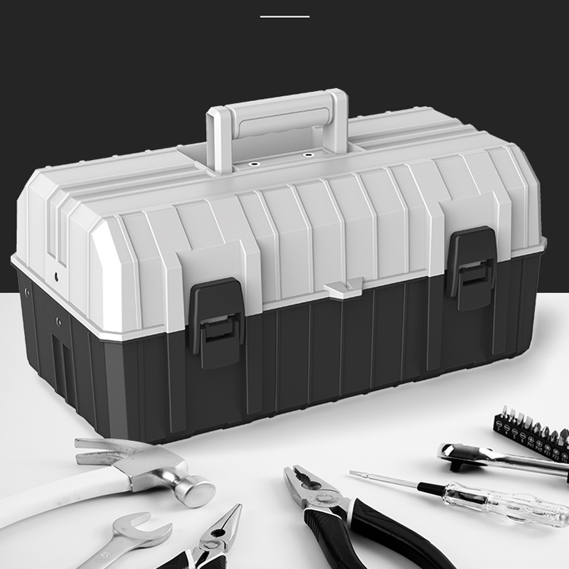 Three-layer plastic toolbox large household storage box portable car medium multi-function folding toolbox