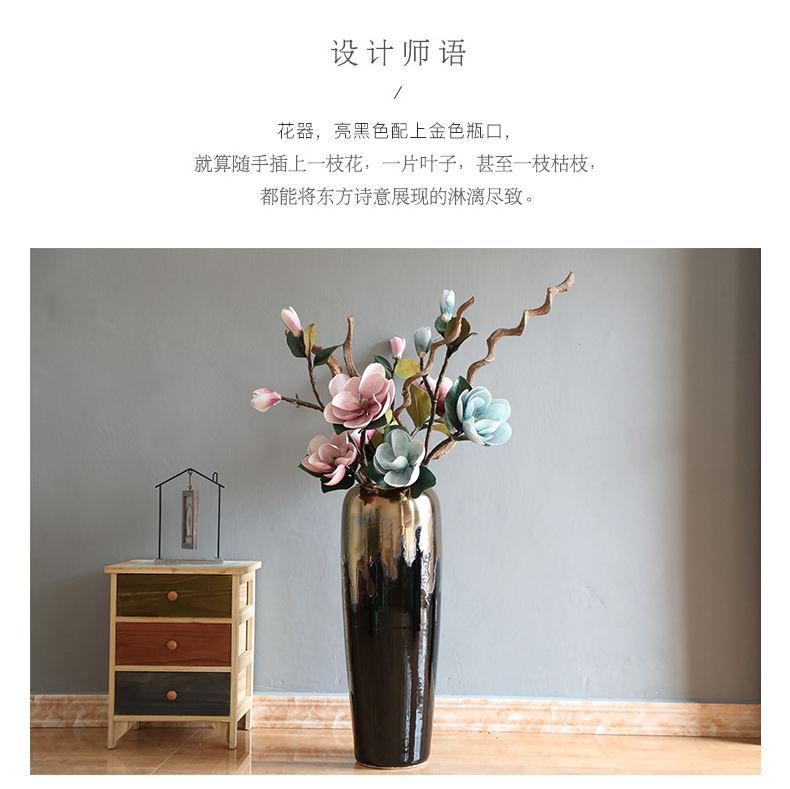 Modern light American European - style key-2 luxury ground dry flower vases, flower arrangement sitting room place landscape decorative porcelain vase