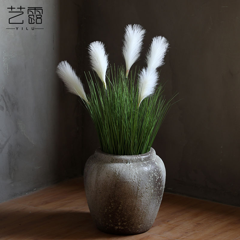 Wide caliber vase modern fashion old pottery vase furnishing articles flower arranging dried flower vase reed sitting room suit coarse pottery