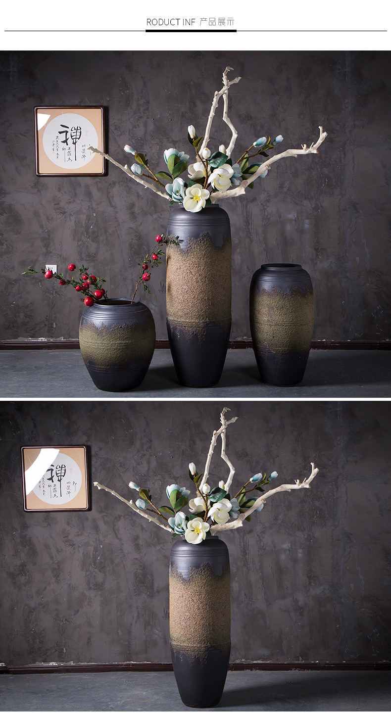 Hotel lobby floor high - end ceramic vase furnishing articles power pottery flower arranging device villa example room coarse pottery