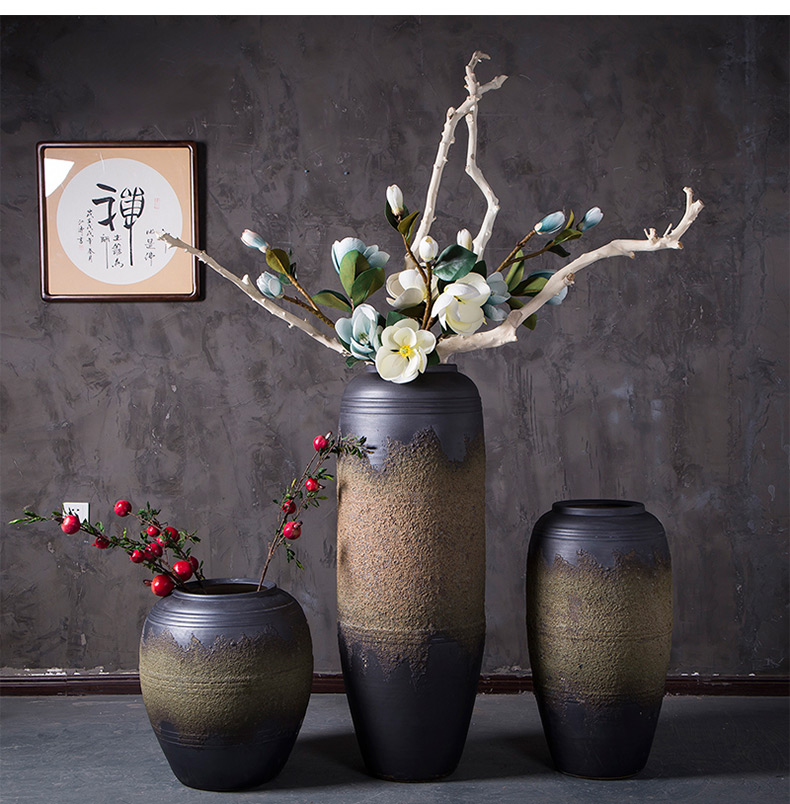 Hotel lobby floor high - end ceramic vase furnishing articles power pottery flower arranging device villa example room coarse pottery