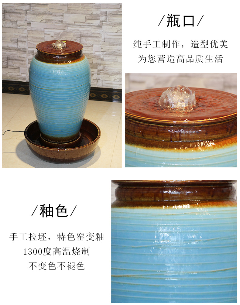 Ceramic European sitting room ground water fountain creative furnishing articles ornaments large - scale humidifier wedding gift