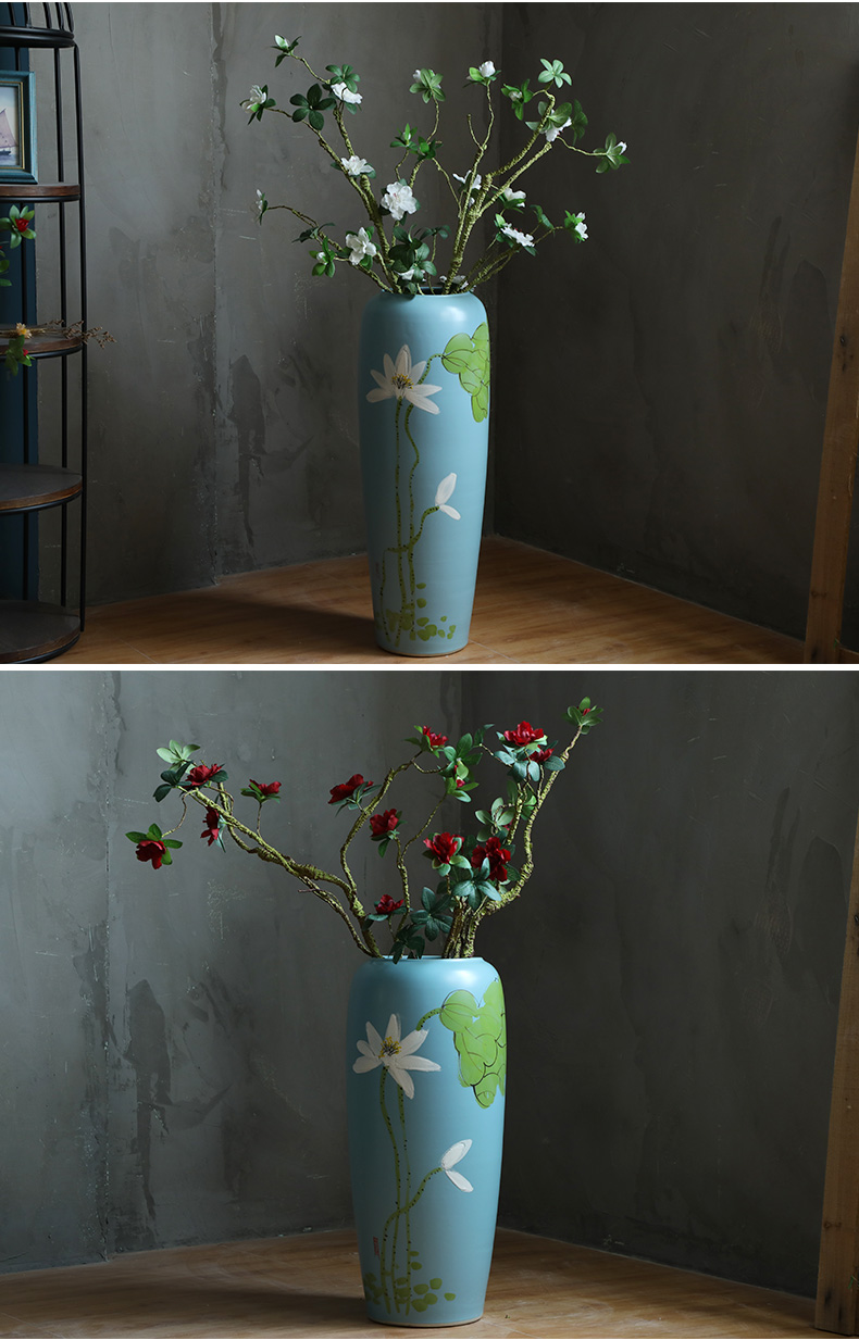 Jingdezhen ceramic vase furnishing articles sitting room porch hand - made vases contracted household adornment style floor vase