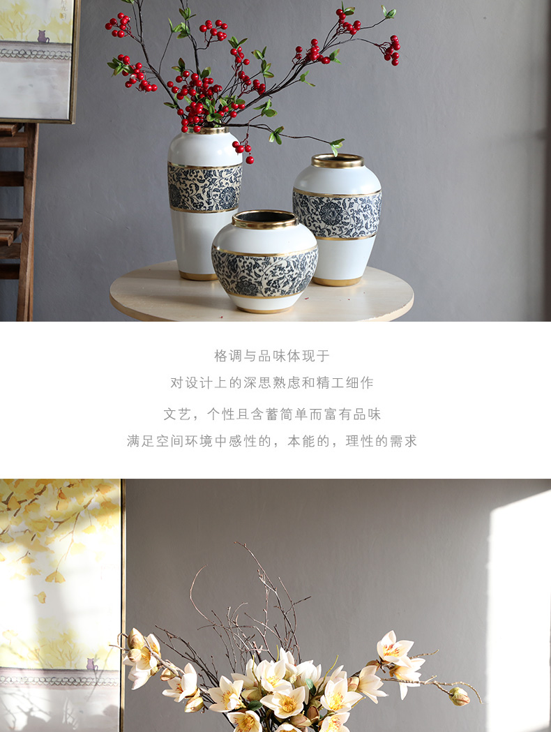 New Chinese style furnishing articles ceramic vase Nordic creative contracted sitting room small flower arranging fresh ground decoration household act the role ofing is tasted