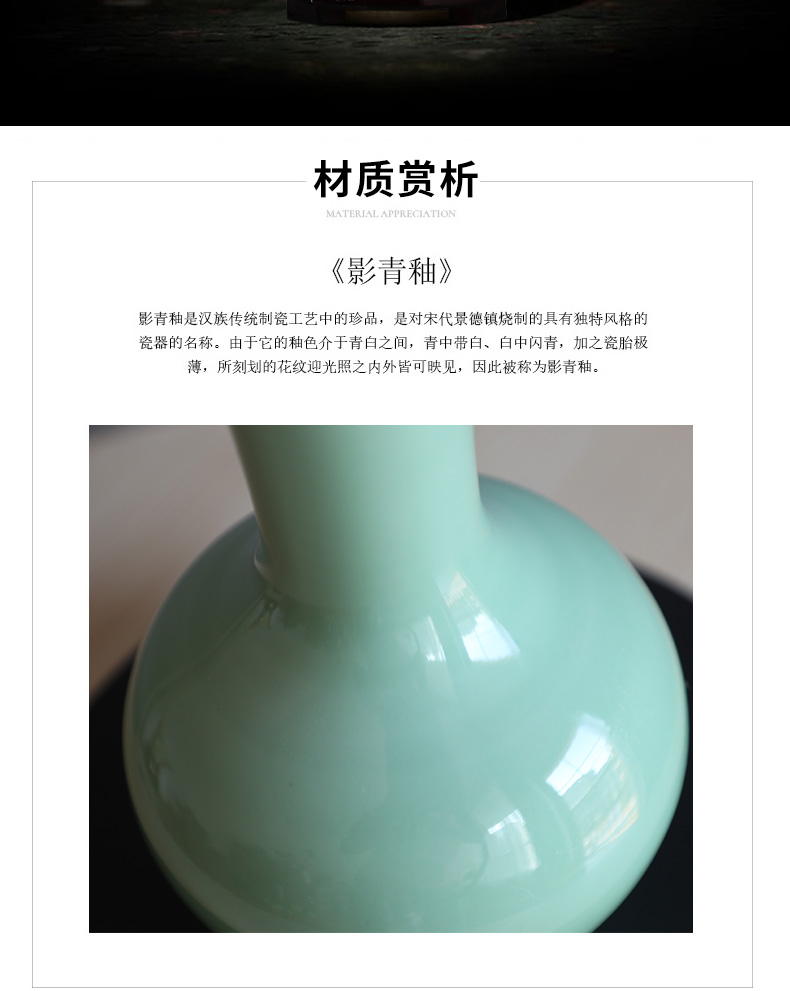 Jingdezhen ceramics by hand shadow blue glaze pea green vase flower arranging antique Chinese wine sitting room adornment is placed