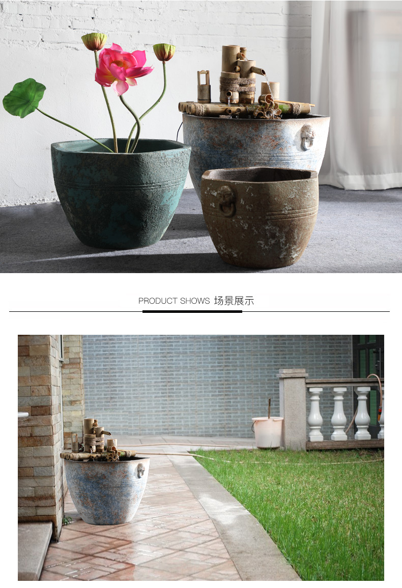 Jingdezhen thick some ceramic porcelain basin of aquarium water lily lotus large cylinder cylinder tank tortoise goldfish bowl lotus basin water furnishing articles